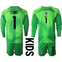 Francúzsko Hugo Lloris #1 Brankarsky Vonkajší Detský futbalový dres MS 2022 Dlhy Rukáv (+ trenírky)